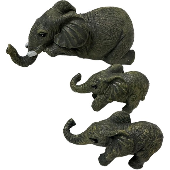 LOT Of 6 Handmade Collectible Elephant Figurines Realistic Safari Animal Decor - Picture 5 of 16